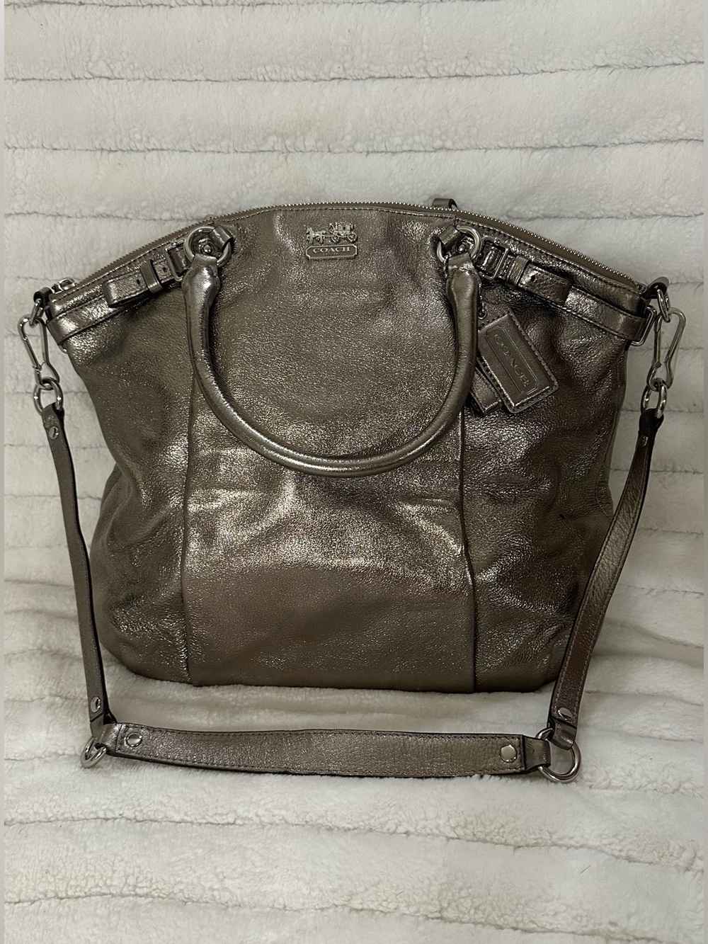 Coach Metallic Bronze Leather Satchel